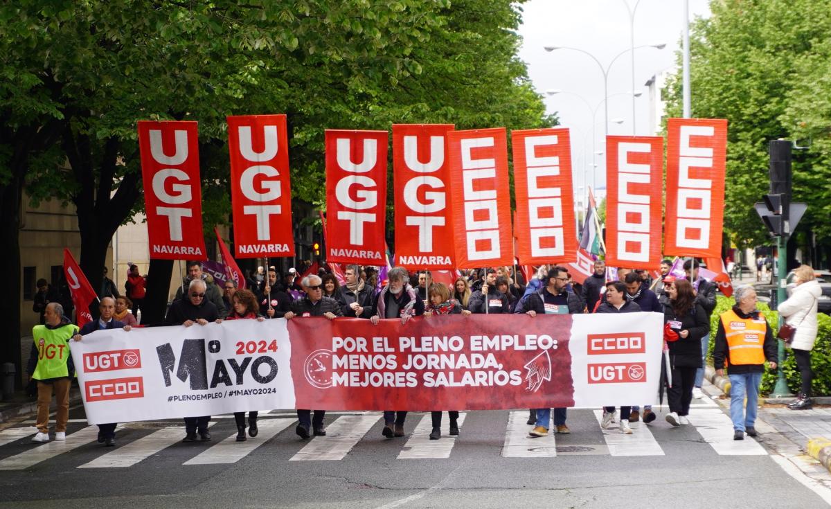 Manifestacin de CCOO y UGT en Pamplona