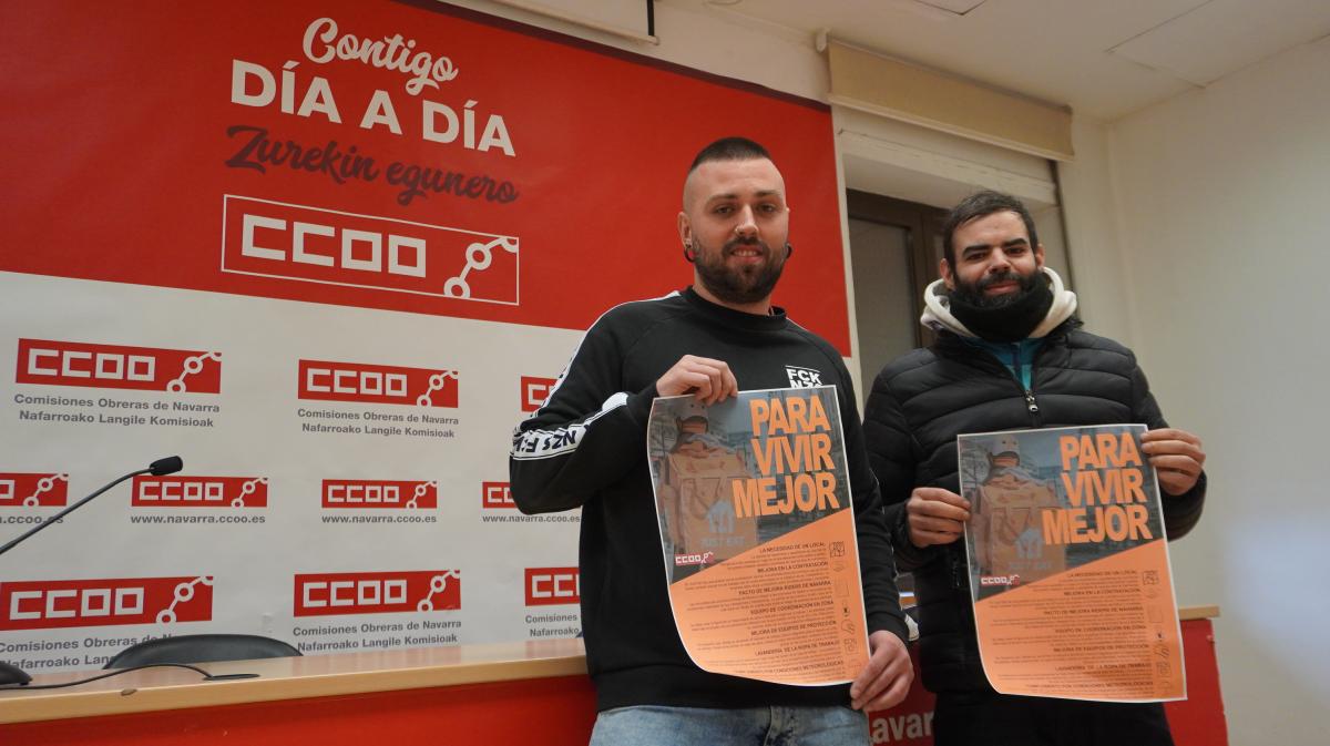 Carlos de la Torre Verdejo (secretario de Nuevas Realidades del Trabajo de CCOO de Navarra) y Pablo Anton (nuevo delegado de CCOO en Just Eat).