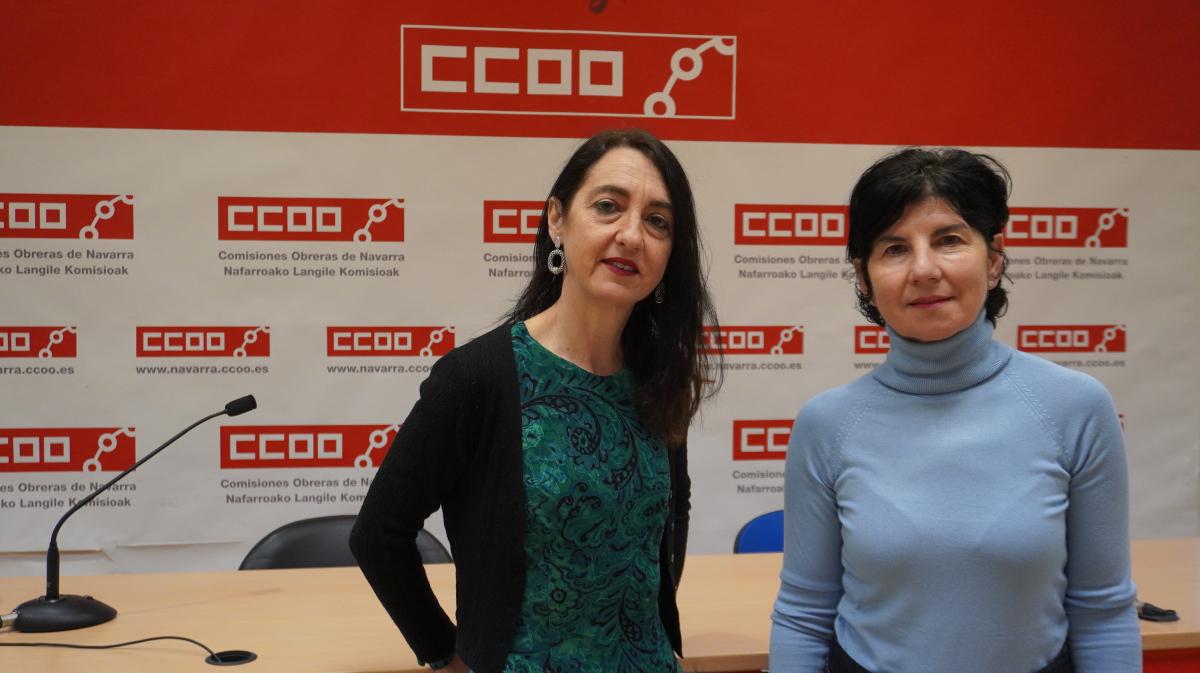 Eva Mier (secretaria de Mujeres e Igualdad) y Pili Ruiz (secretaria de Formacin y Empleo de CCOO de Navarra).