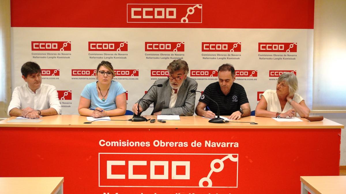 Intervinientes en la rueda de prensa. De izquierda a derecha: Pilar García, Chechu Rodríguez, David Marcalain y Vito Astráin.