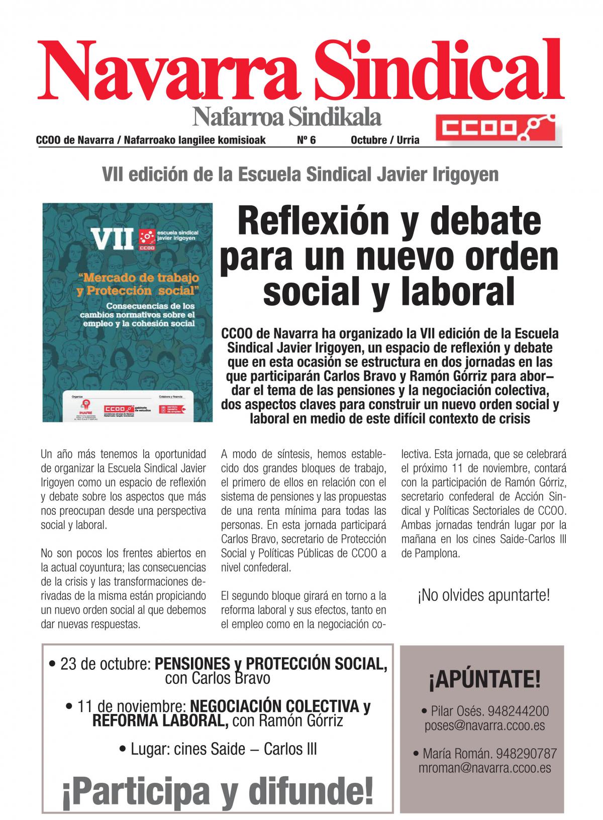 VII edición de la Escuela Sindical Javier Irigoyen. Reflexión y debate para un nuevo orden social y laboral