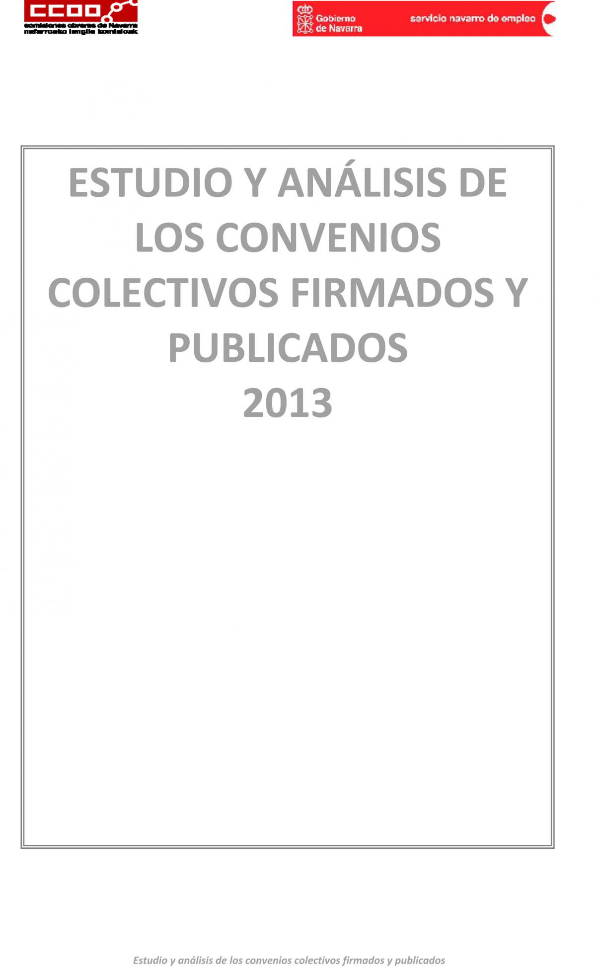 Estudio y análisis de los convenios colectivos firmados y publicados en 2013