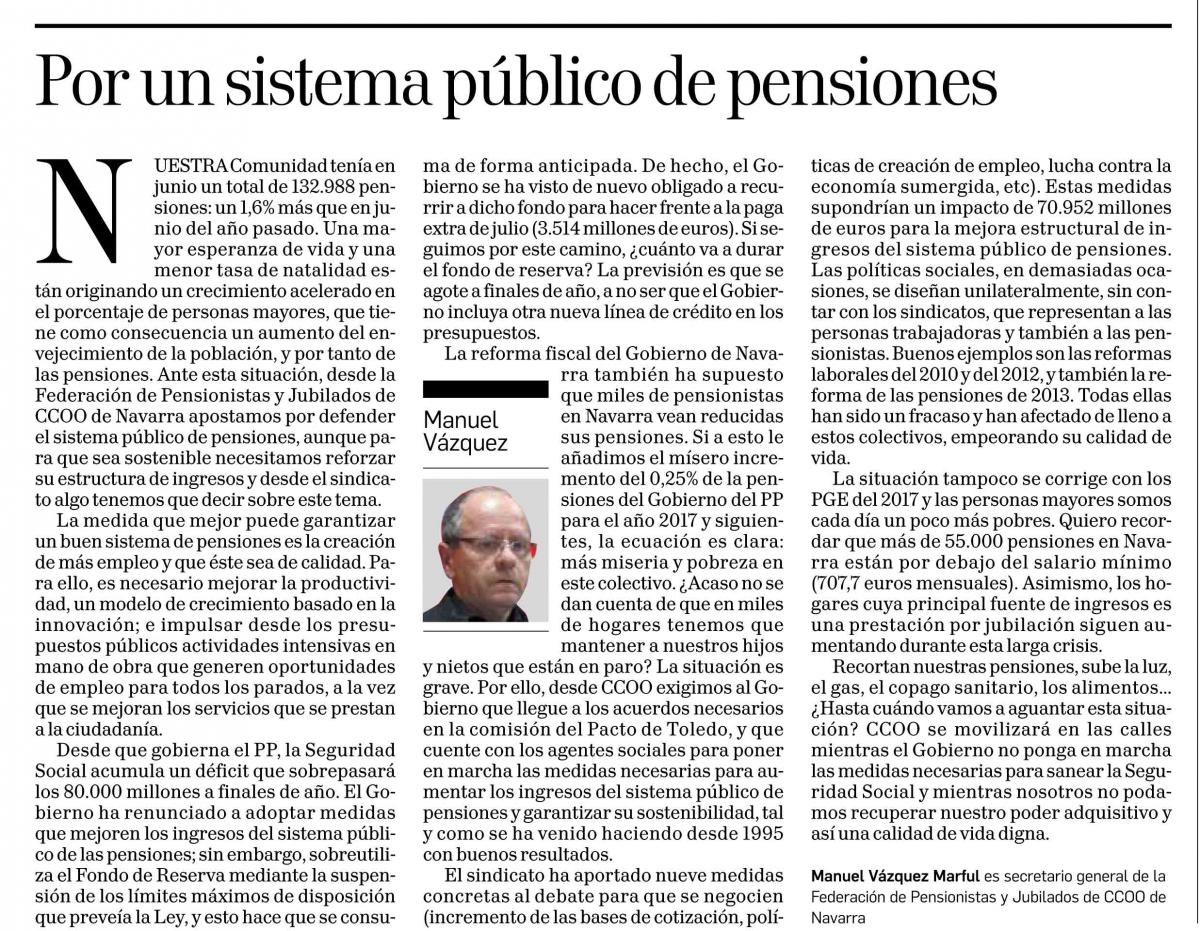 Artículo publicado hoy en Diario de Navarra
