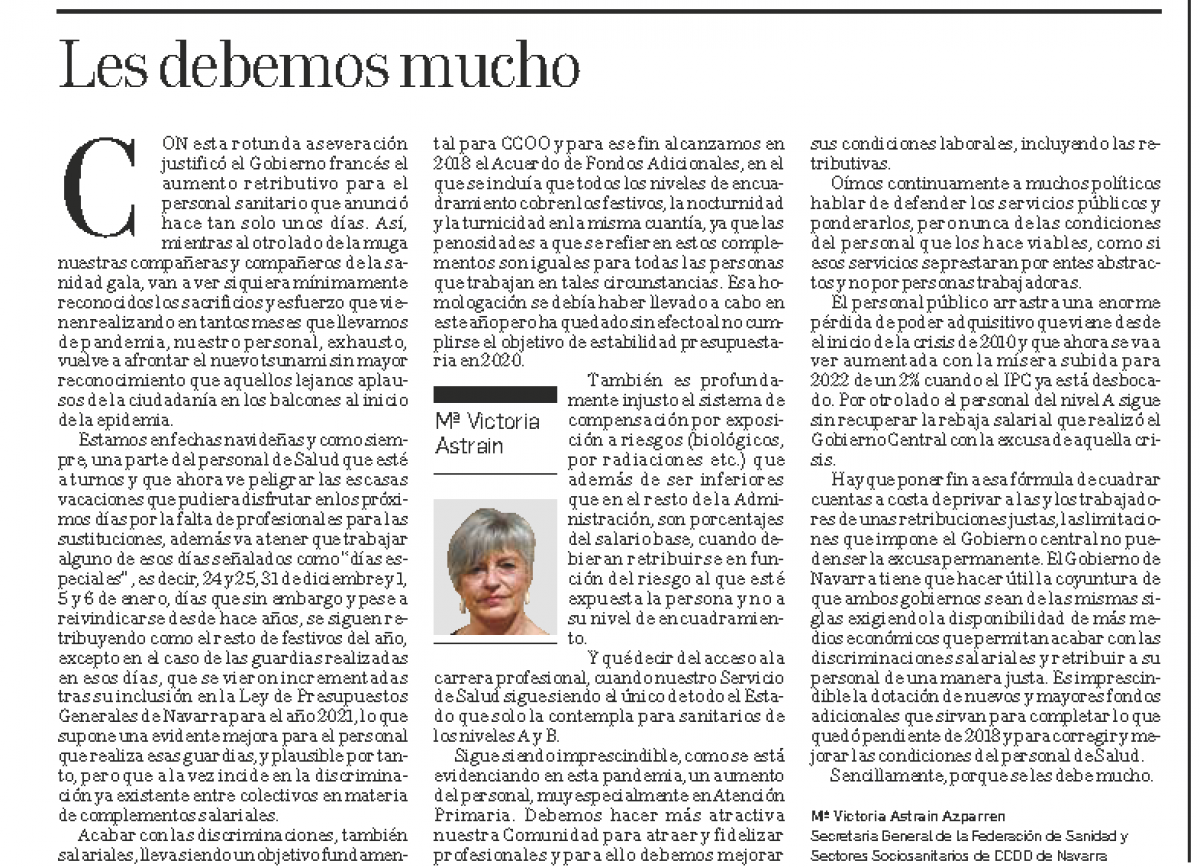 Artículo publicado en Diario de Navarra