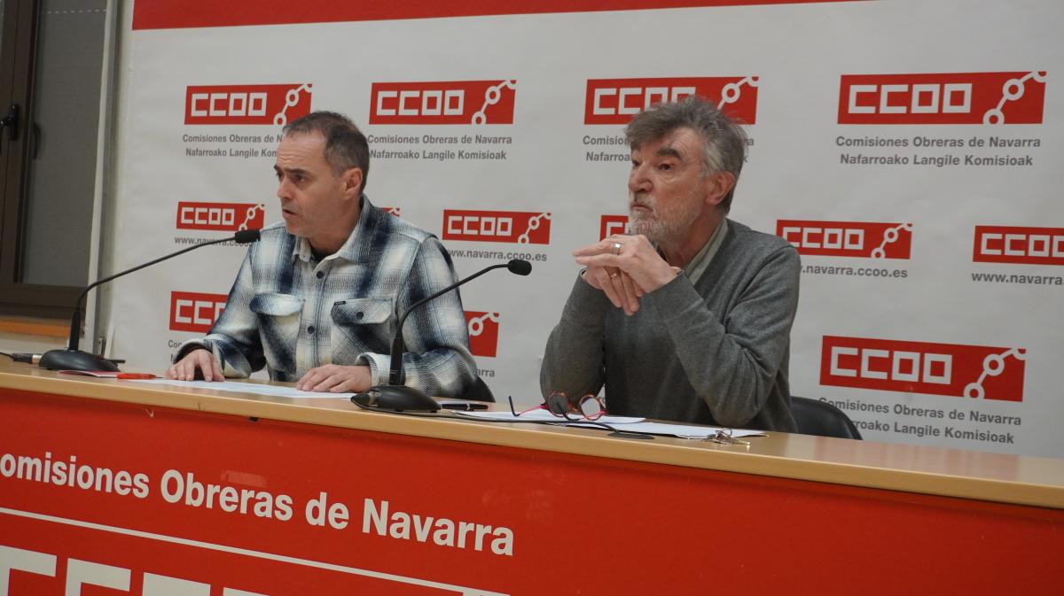 David Marcalain (coordinador del rea Pblica de CCOO de Navarra) y Chechu Rodrguez (secretario general de CCOO de Navarra).