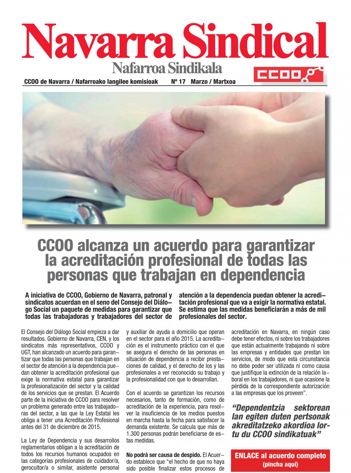 CCOO alcanza un acuerdo para garantizar la acreditación profesional de todas las personas que trabajan en dependencia