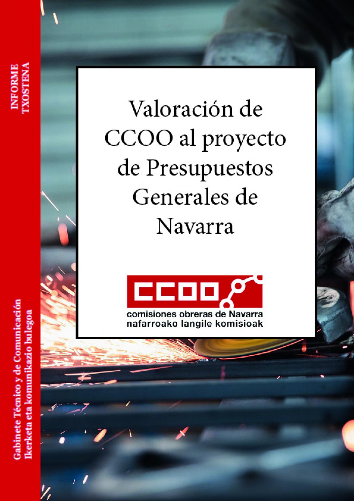 Valoración de CCOO al proyecto de Presupuestos Generales de Navarra.