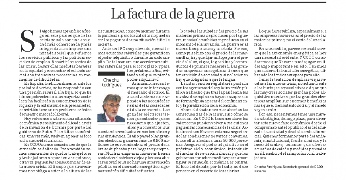 Artículo publicado hoy en Diario de Navarra